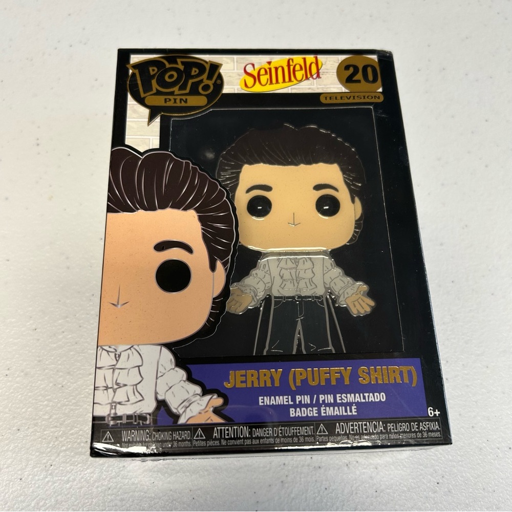 New Sealed Funko Pop Large Enamel Pin-Television Seinfeld-Jerry Puffy‎ Shirt 20